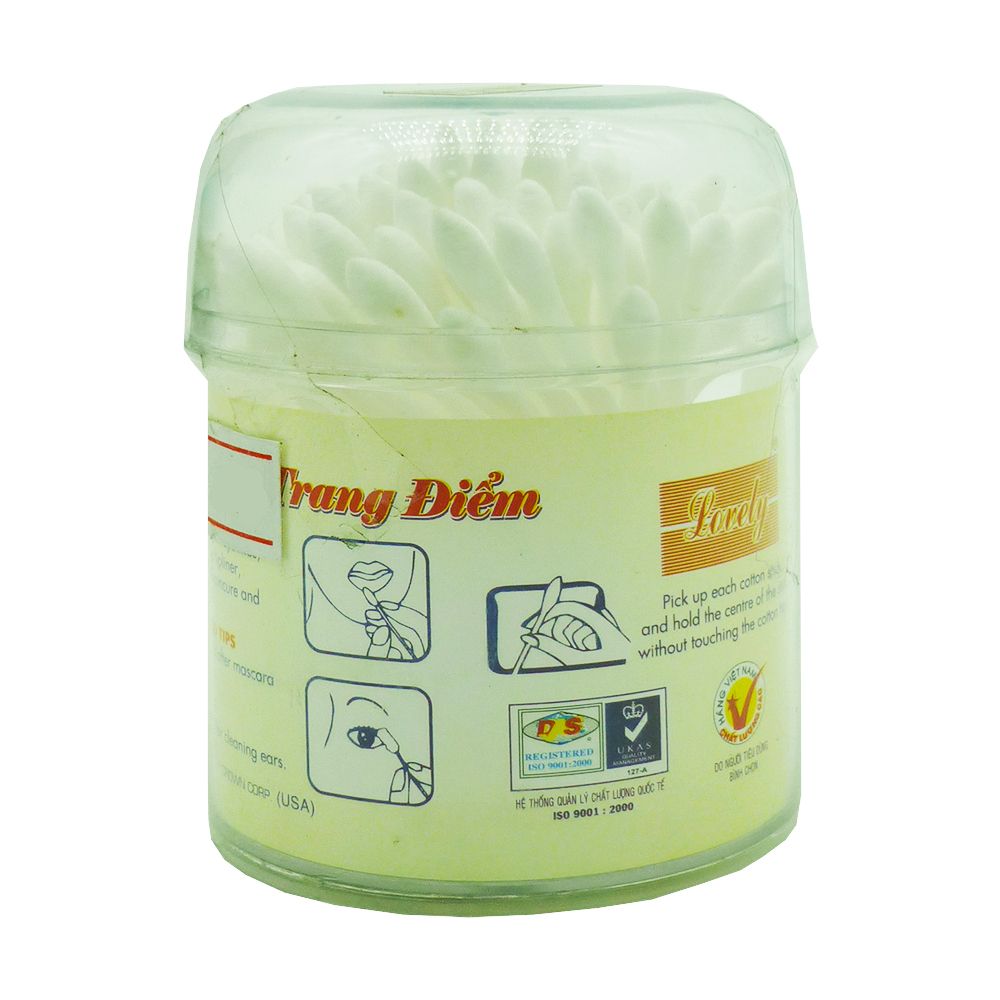 Tăm Bông Trang Điểm Lovely (Hộp Tròn 90 Que)