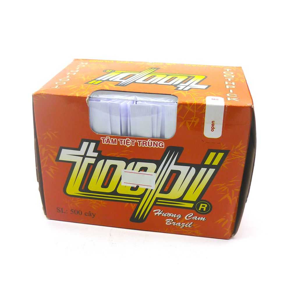 Tăm Tiệt Trùng TooPi - Hương Cam Brazil 200g (500 Cây/Hộp)