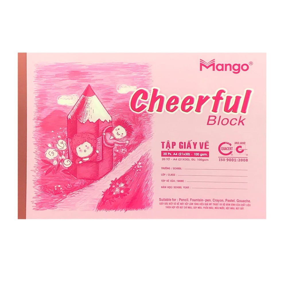  Tập Giấy Vẽ A4 Mango Cheerful Block 