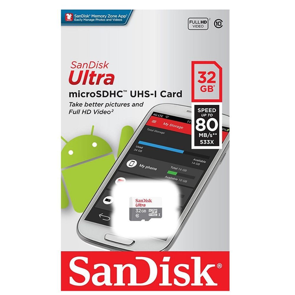 Thẻ Nhớ TF Sandisk 32GB Class 10 - 80MB/s