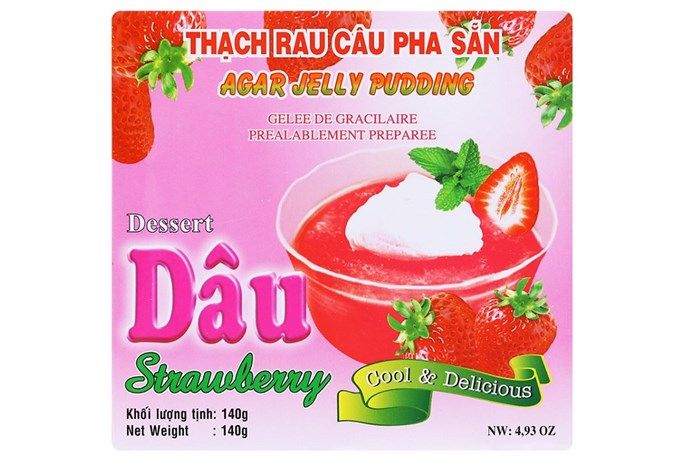 Thạch Rau Câu Pha Sẵn Dạng Bột Hương Dâu Hộp (140g)