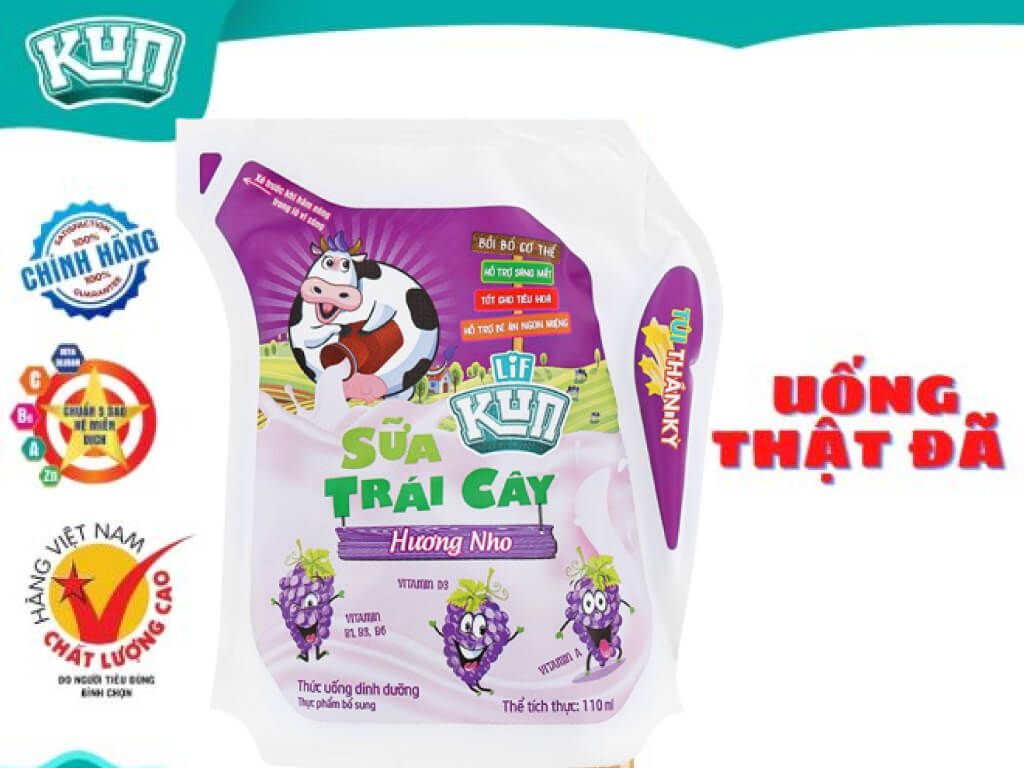KUN Sữa Tiệc Trùng Hương Nho túi 110mlx24
