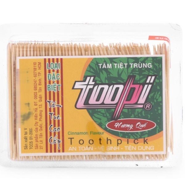  Tăm Tiệt Trùng TooPi - Hương Quế Gói 50g (350 Cây/Gói) 