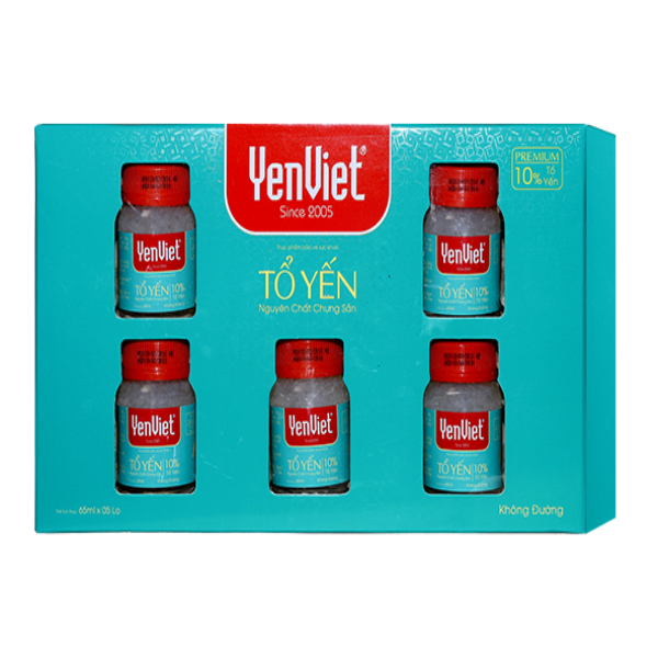Tổ Yến Nguyên Chất Chưng Sẵn Không Đường (10% tổ yến) - 5 Lọ/Hộp