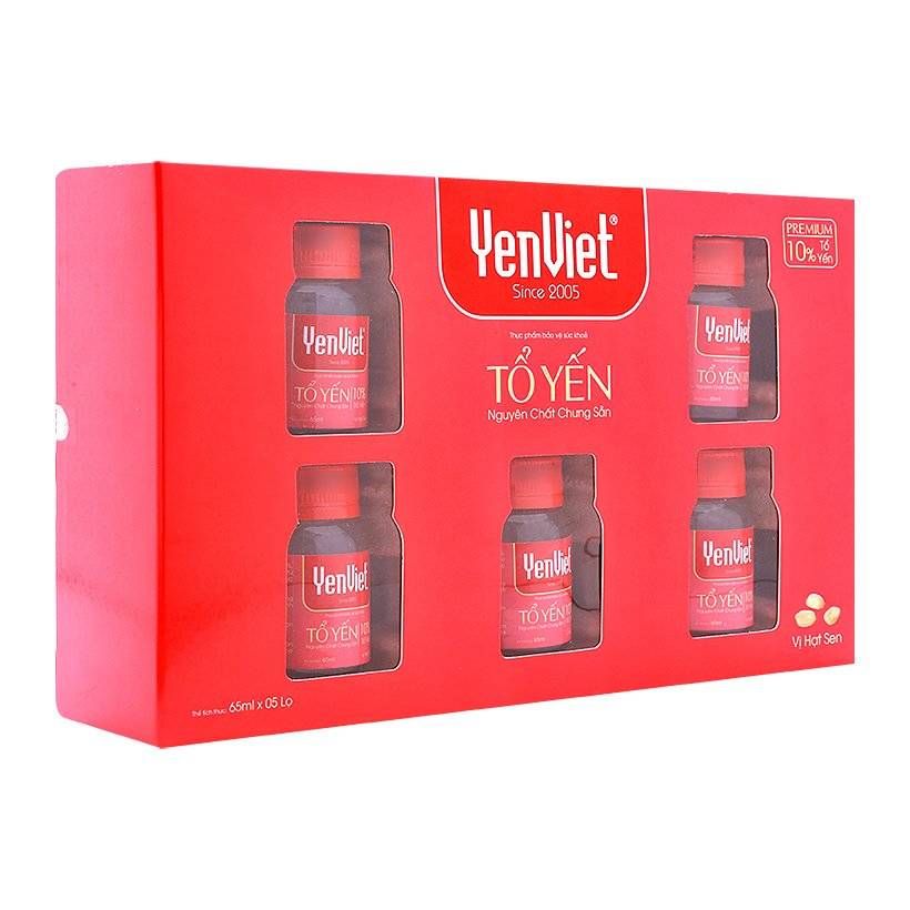 Tổ Yến Nguyên Chất Chưng Sẵn Vị Hạt Sen Yến Việt (5 Lọ/ Hộp)