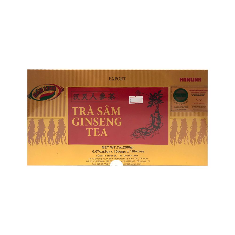 Trà Sâm Ginseng Tea Hán Linh 200g (10 Hộp x 10 Gói x 2g)