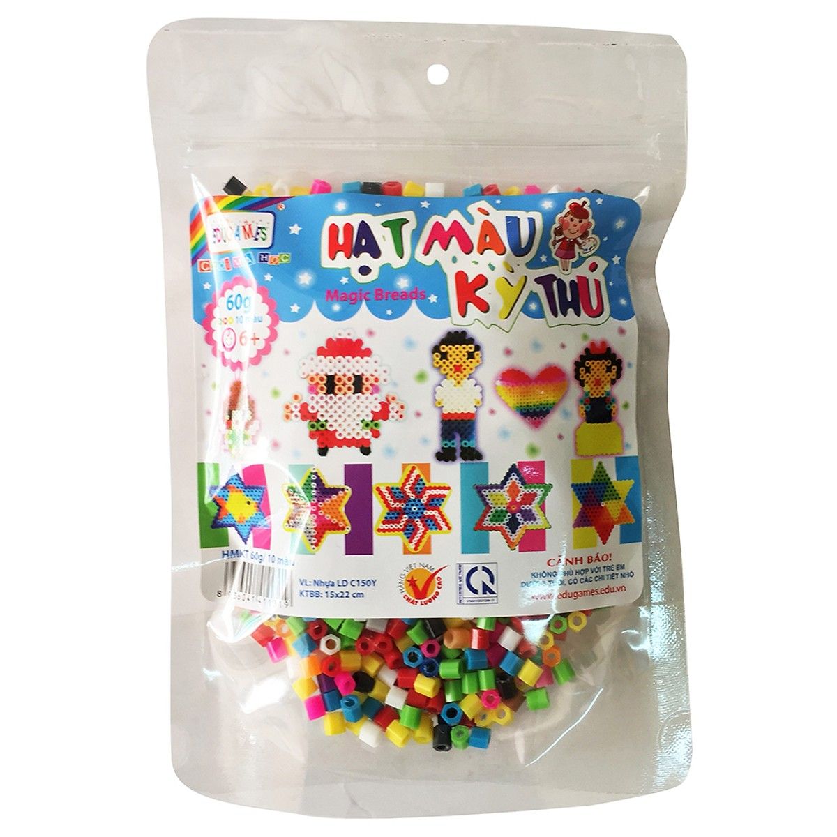 Túi Đồ Chơi Hạt Màu Kì Thú Edugames 10 Màu (60g)