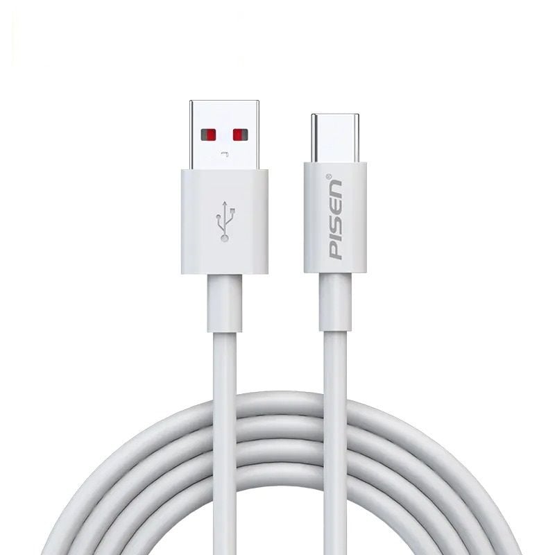 Cáp PISEN QUICK Type-C 5A, 50W Fully compatible - (TC-FC-1000) - All tương thích Màu Trắng
