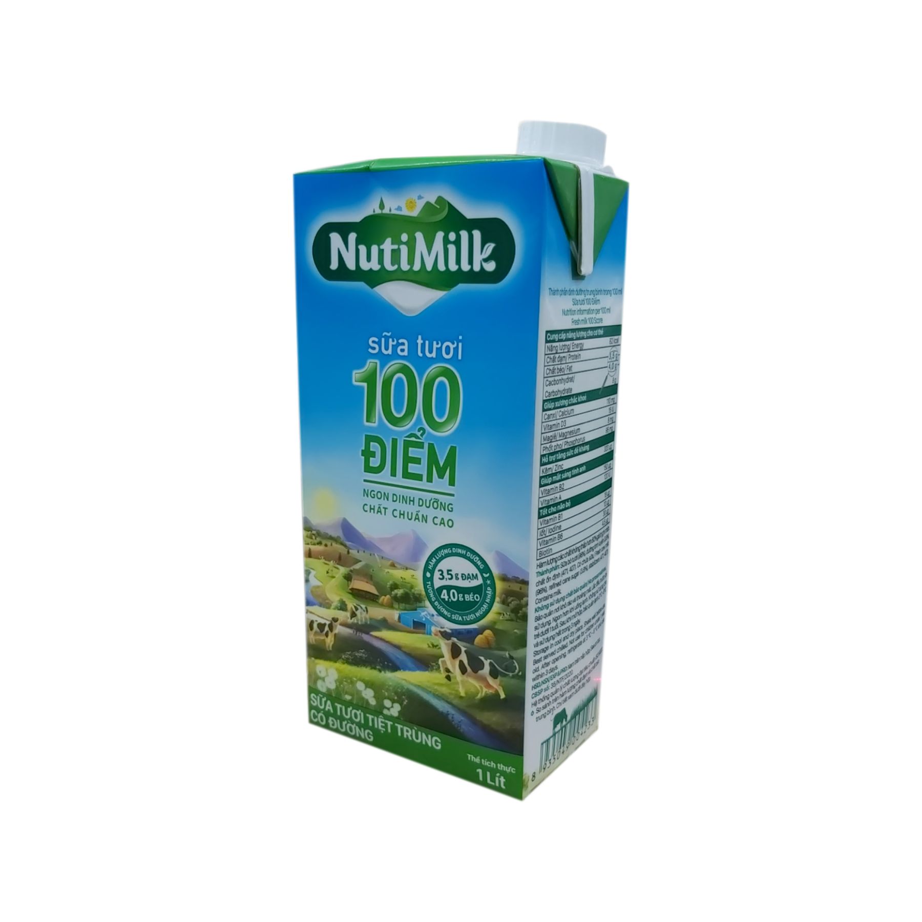 Sữa Tươi Tiệt Trùng Có Đường NutiMilk - Hộp 1 Lít