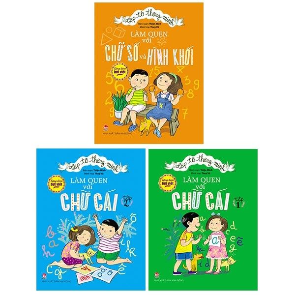 Bộ Sách Tập Tô Thông Minh - Làm Quen Với Chữ Cái, Chữ Số Và Hình Khối (Trọn Bộ 3 Quyển) - Tặng Kèm 1 Bút Dạ Thiên Long