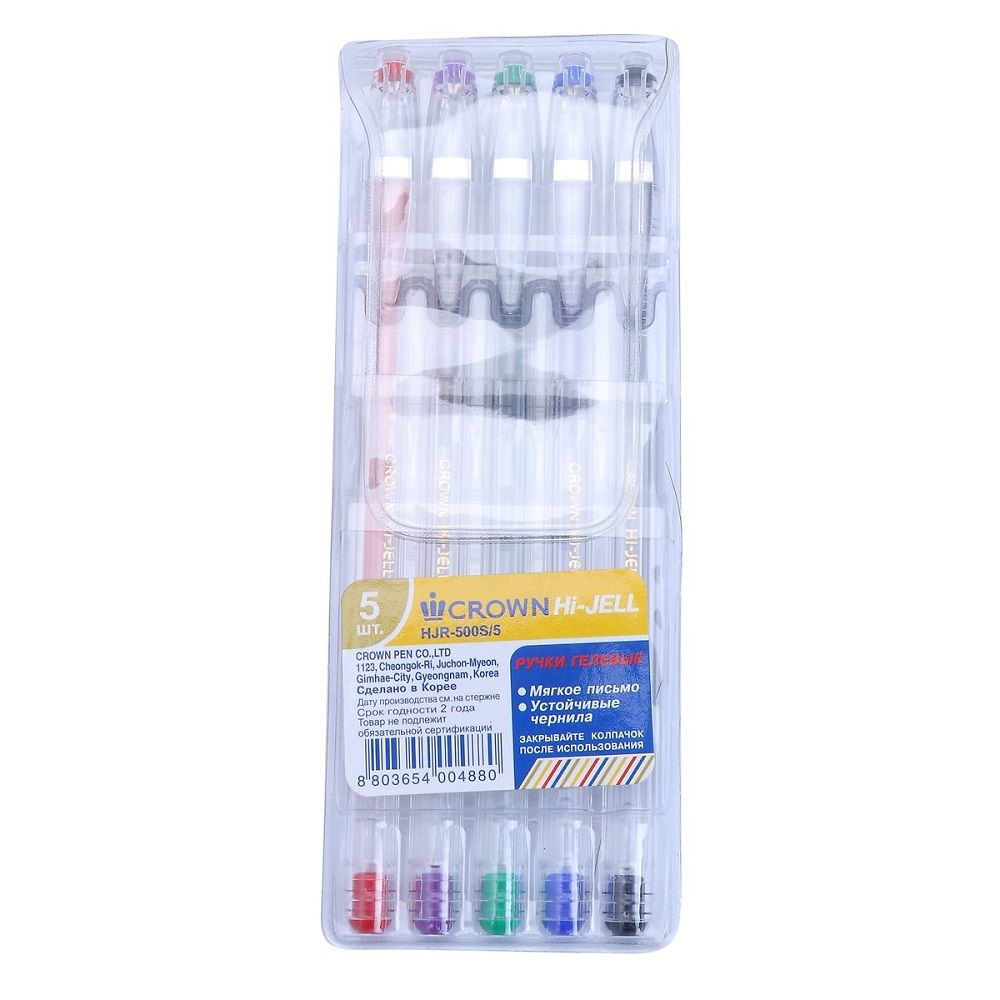 Vỉ 5 Bút Gel Crown HJR-500