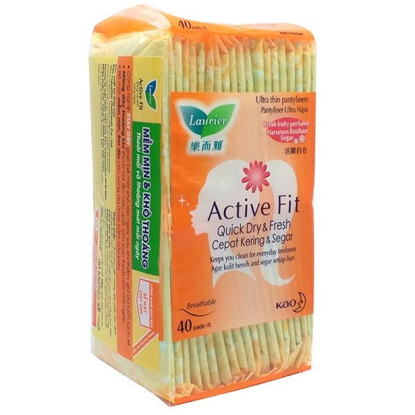  Băng Vệ Sinh Hằng Ngày Laurier Active Fit Hương Trái Cây Gói 40 Miếng 