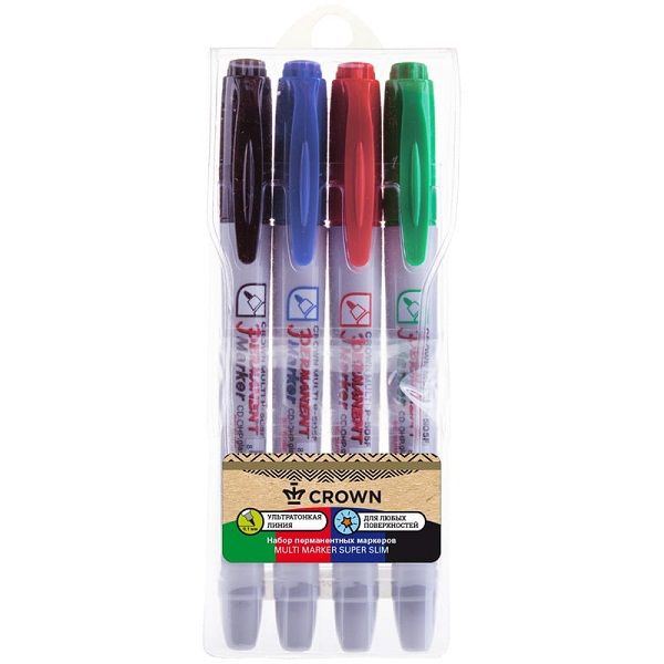 Vỉ 4 Cây Bút Lông Dầu Crown P-505F