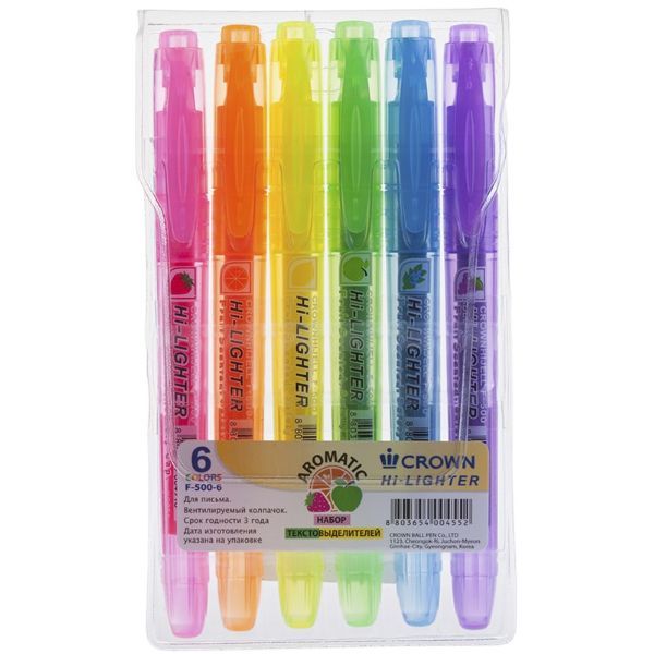 Vỉ 6 Bút Dạ Quang Crown F-500SET