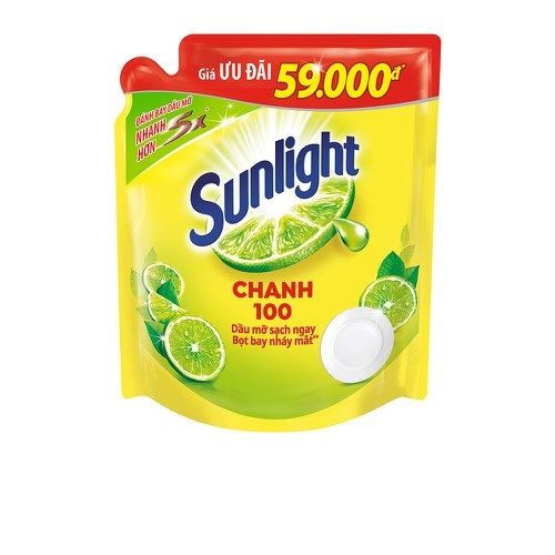 SUNLIGHT Nước Rửa Chén Chanh - Túi 2.6kg
