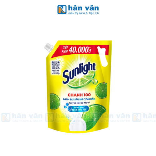  Nước Rửa Chén Sunlight Chanh 100 Đánh Bay Dầu Mỡ Cứng Đầu - Túi 3.5kg 