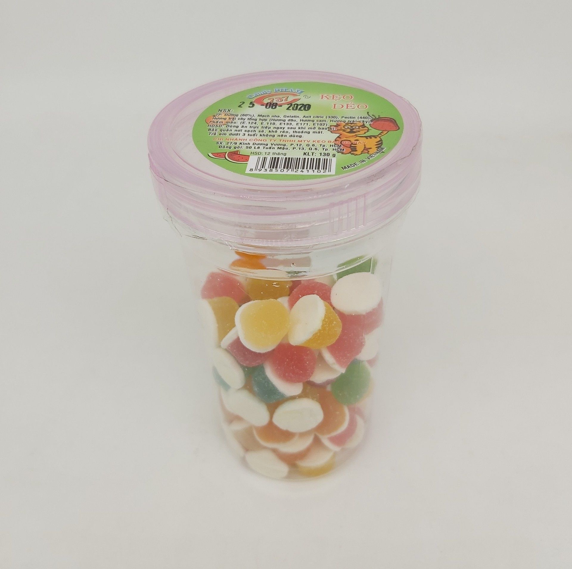 Kẹo dẻo hủ bí, chuông ly, trái cây lớn 130g