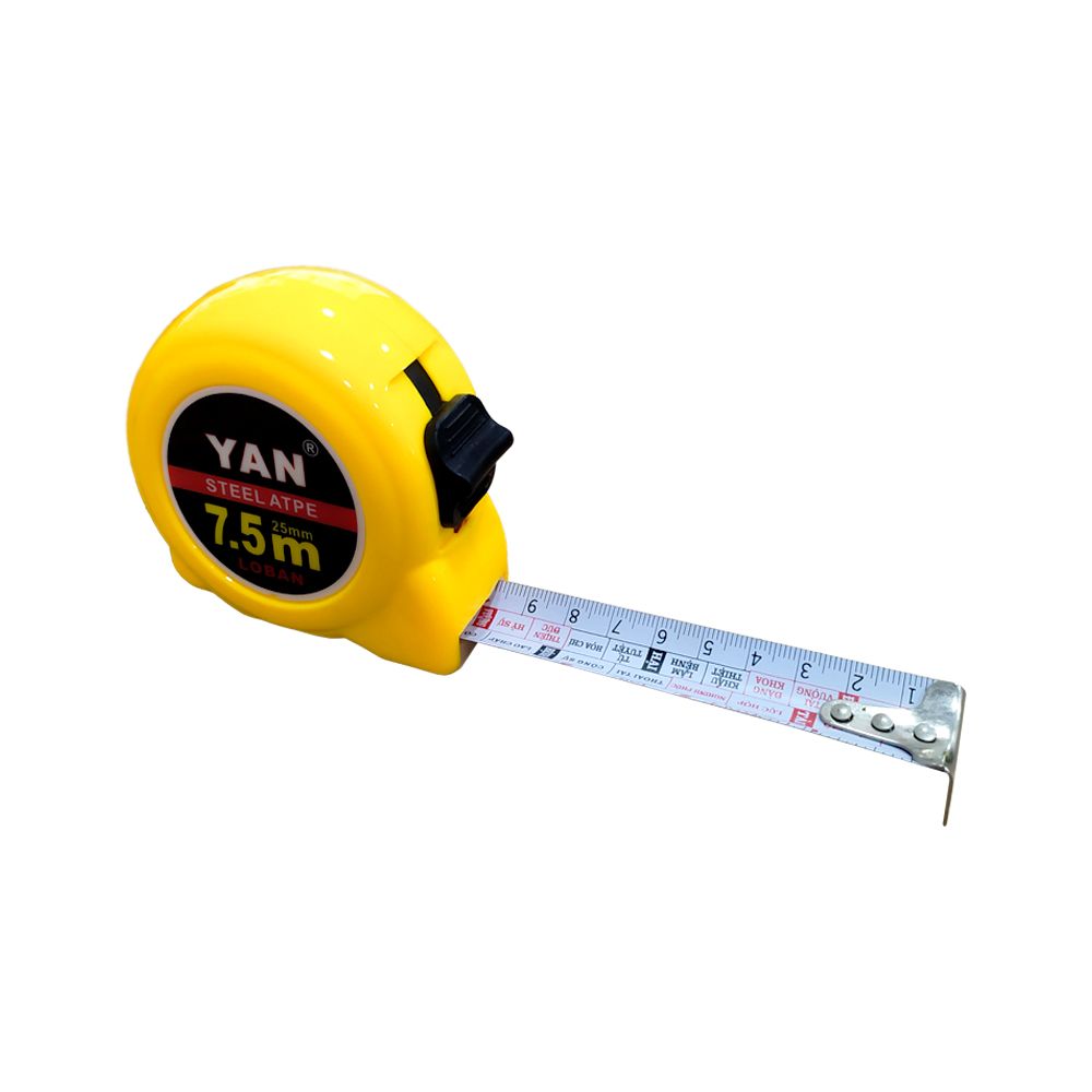 Thước Kéo 7.5m - Bản Rộng 25mm - Mặt Số + Lỗ Bang - YAN