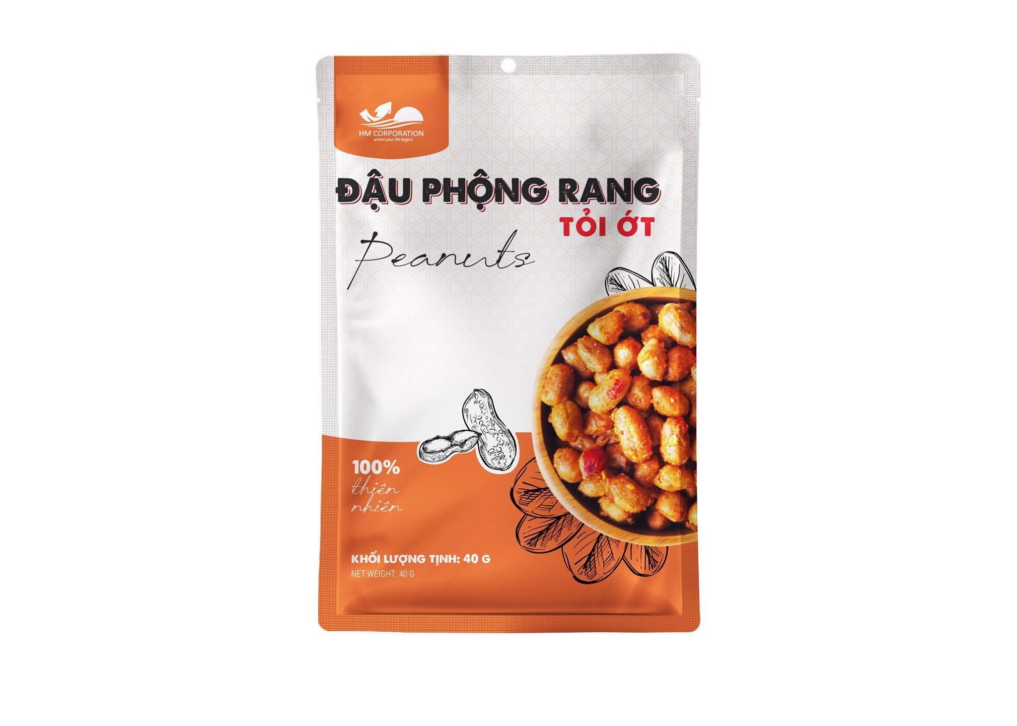 Đậu Phộng Rang Tỏi Ớt - Gói 40g - HM Corporation
