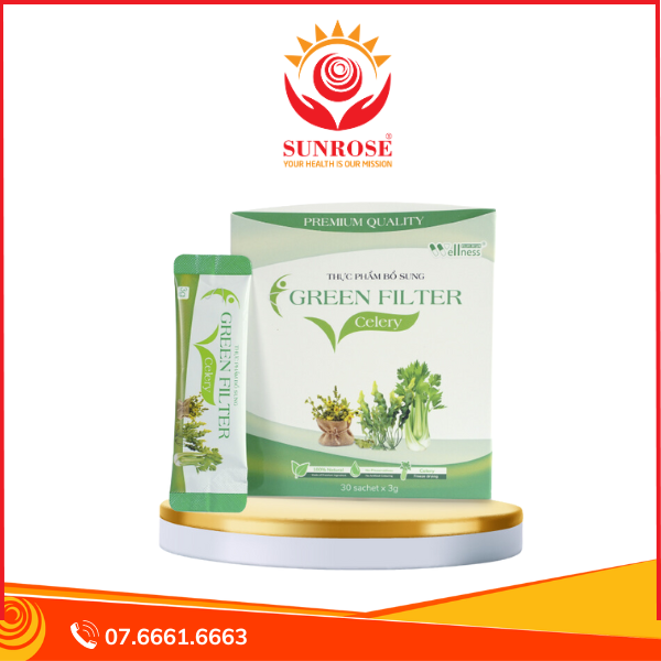Green Filter Celery bột uống Tpbvsk - Hỗ trợ Thanh lọc cơ thể, Hàng chuẩn Việt Nam, Hộp 30 gói