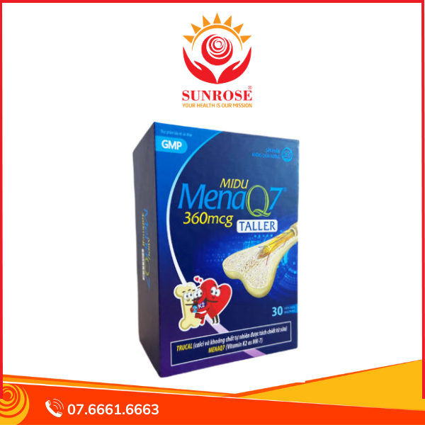 MIDU MENAQ7 360mcg viên uống Tpbvsk – Giúp Phát Triển Chiều Cao Cho Trẻ Dậy Thì, Hàng chuẩn Việt Nam, Hộp/30 Viên