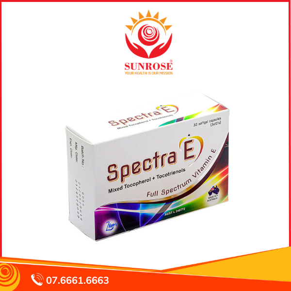SPECTRA E Viên uống Tpbvsk - Chông lão hóa, Hỗ trợ tim mạch, Gan nhiễm mỡ, Hàng chuẩn Úc,