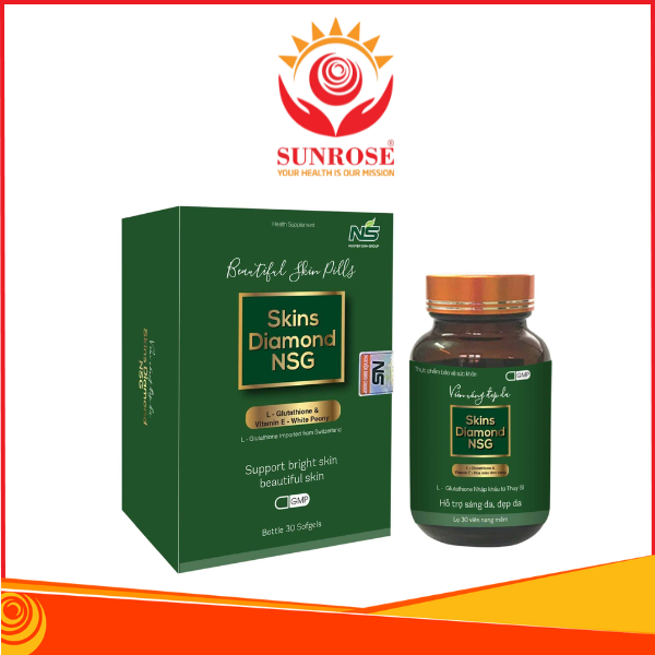 Skins Diamond NSG viên uống TPCN - Hỗ trợ giảm sạm da làm sáng da, đẹp da Hàng chuẩn Việt Nam Hộp 30 viên