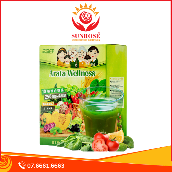 Arata Wellness - Thức Uống Rau Xanh Nhật Bản 3g, Hộp 30 Gói