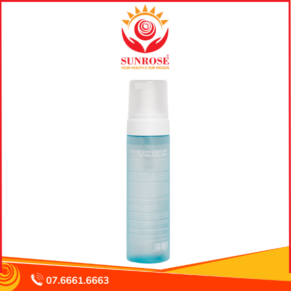 Ladycare Extra Aloe Vera - Bọt vệ sinh phụ nữ dành cho da nhạy cảm, kháng khuẩn, duy trì pH, giảm ngứa, chai 190ml