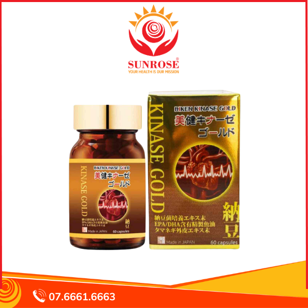 BIKEN KINASE GOLD viên uống Tpbvsk - Hỗ trợ giảm mỡ máu, giảm nguy cơ xơ vữa mạch máu, Hàng Chuẩn Nhật Bản, lọ/60 viên.