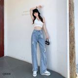  Quần Jeans Nữ In Chữ Q8008 