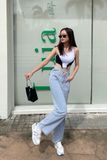  Quần Jeans nữ Dáng Suông Buộc Dây Eo Q8004 