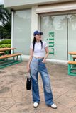  Quần Jeans Nữ Ống Rộng 8018 Rách Gối Thời Trang Cá Tính 