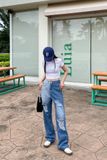  Quần Jeans Nữ Ống Rộng 8018 Rách Gối Thời Trang Cá Tính 