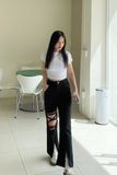  Quần Jeans Nữ Rách Đan Dây Cá Tính Q8013 