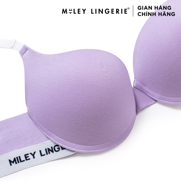 Bộ Đồ Lót Áo Cotton Có Gọng Đệm Vừa Nâng Ngực Lưng Logo Và Quần Boxer Đồng Bộ Miley Lingerie