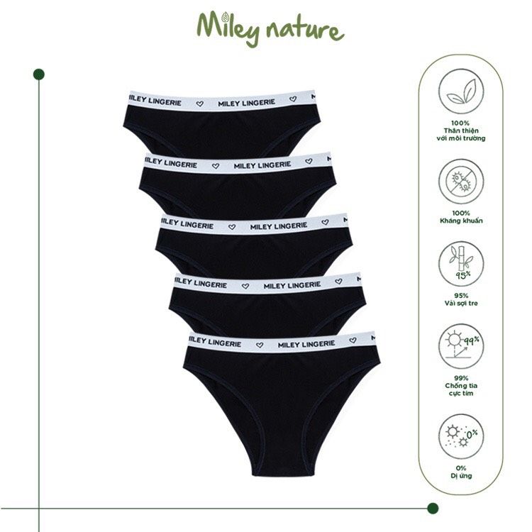 Combo 5 Quần Lót Nữ Viền Lưng Miley Vải Sợi Thiên Nhiên Cao Cấp BAMBOO Miley Lingerie FBS0101