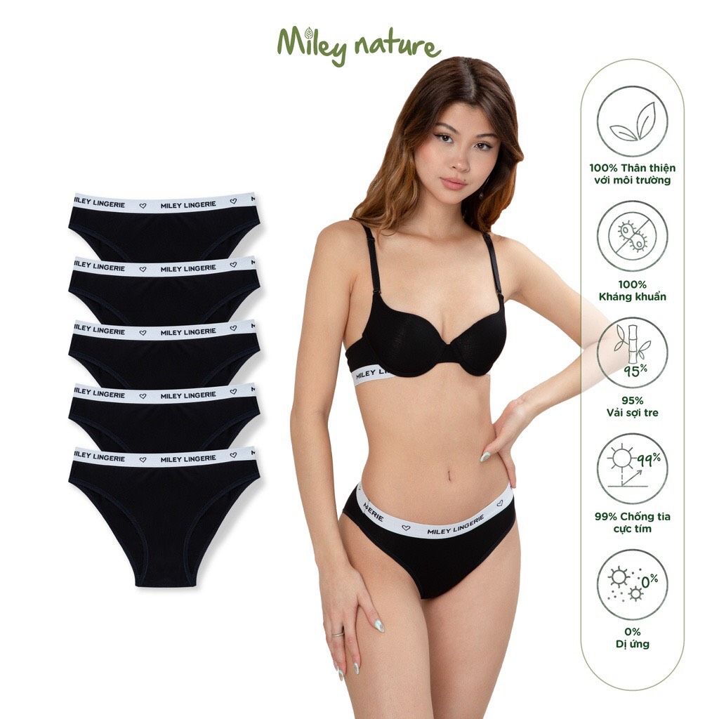 Combo 5 Quần Lót Nữ Viền Lưng Miley Vải Sợi Thiên Nhiên Cao Cấp BAMBOO Miley Lingerie FBS0101