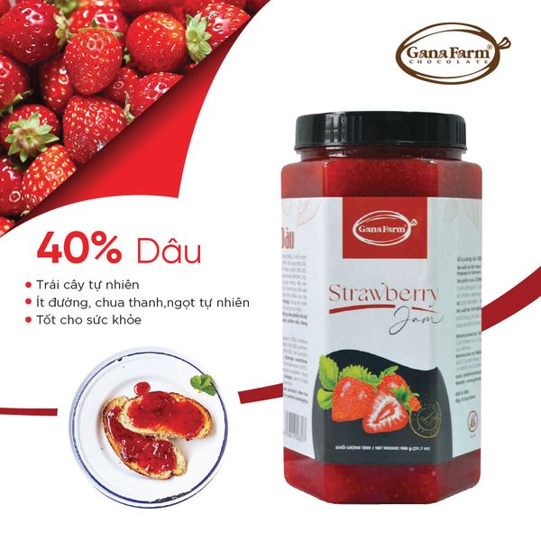  MỨT DÂU GANAFARM - STRAWBERRY JAM (900g) 