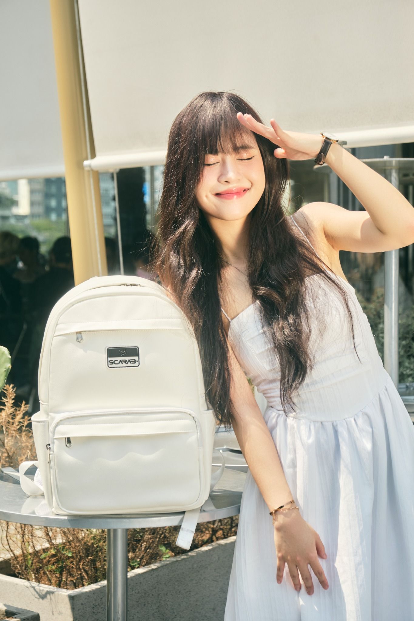  Multi Leather Backpack - White 