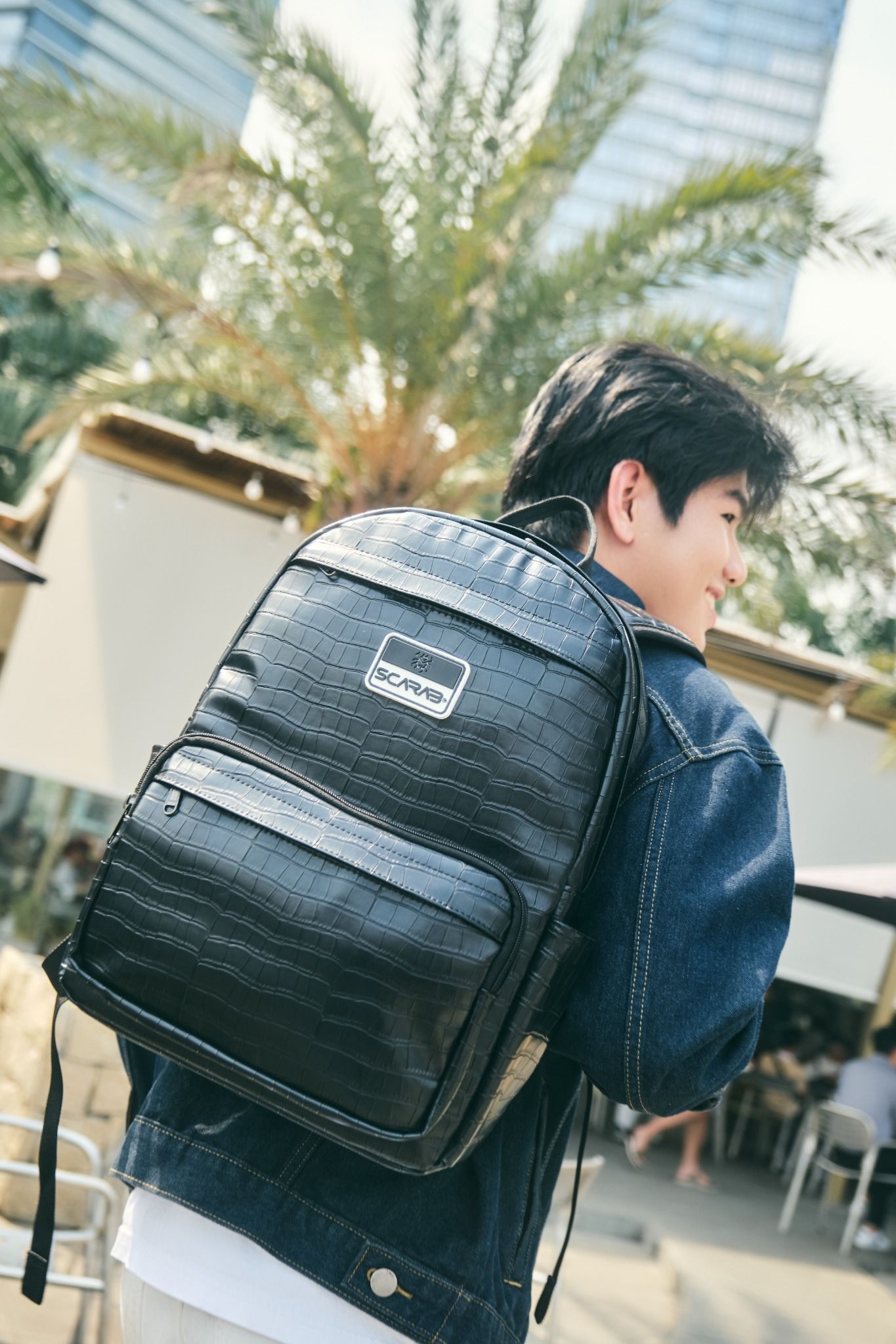  Multi Leather Backpack - Alligator 