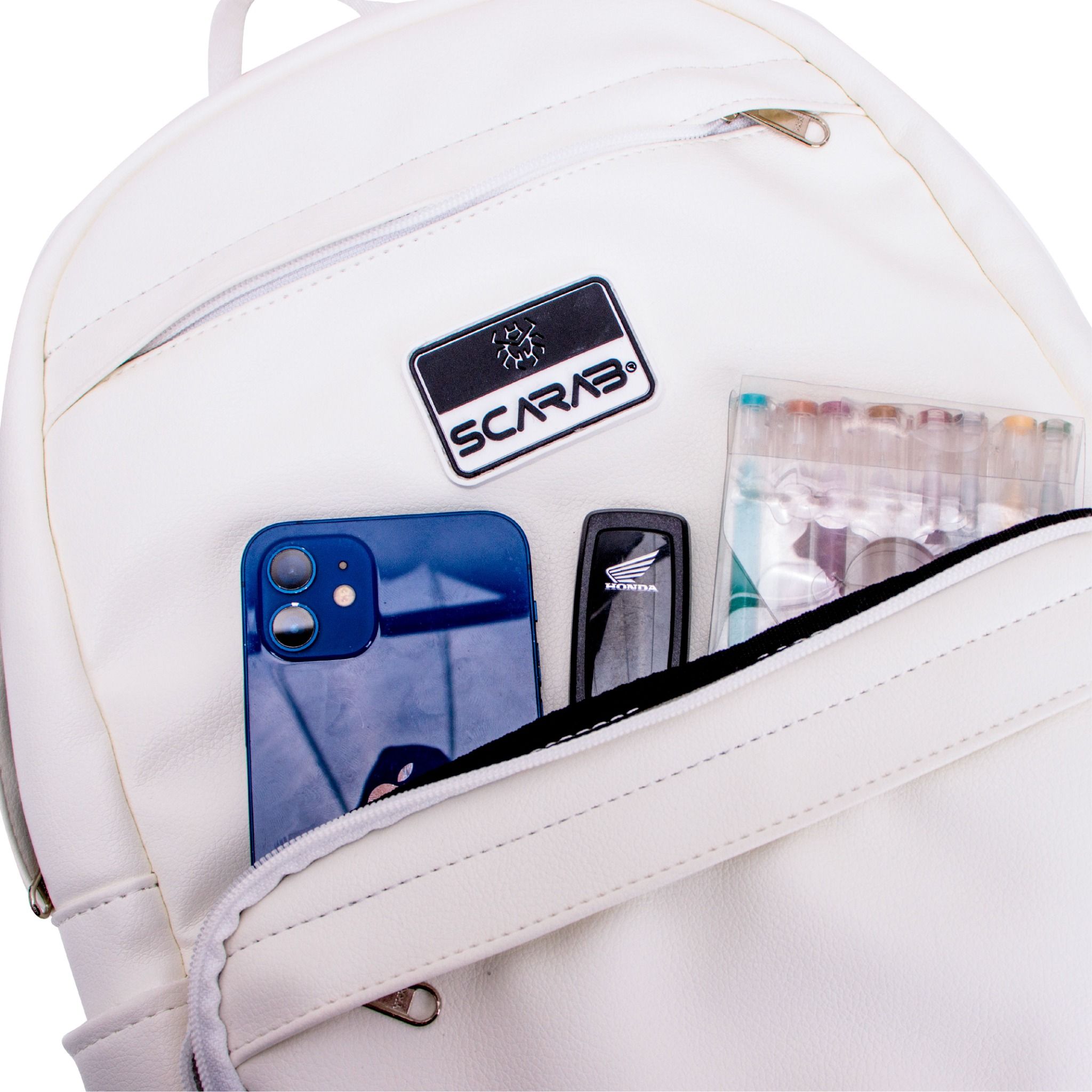  Multi Leather Backpack - White 
