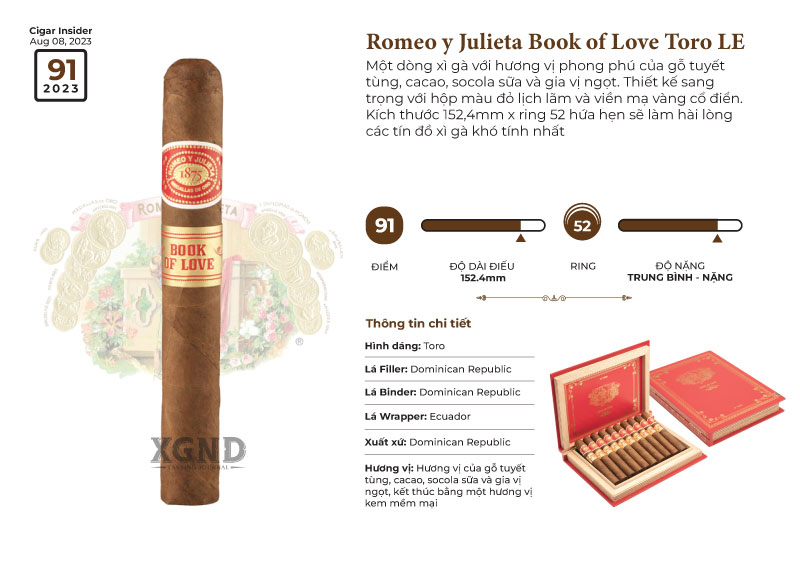 Cigar Romeo y Julieta Book of Love Toro Limited Edition - Xì Gà Chính Hãng