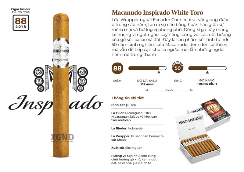 Cigar Macanudo Inspirado White Toro - Xì Gà Chính Hãng