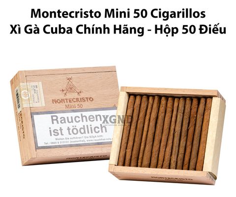 Cigar Montecristo Mini 50 Cigarillos - Xì Gà Cuba Chính Hãng