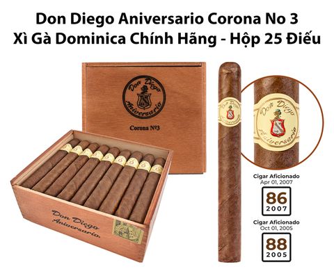 Cigar Don Diego Aniversario Corona No 3 - Xì Gà Dominica Chính Hãng