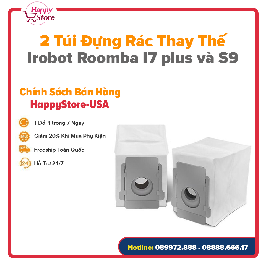 2 Túi Đựng Rác Thay Thế Cho Máy Hút Bụi Irobot Roomba I7 plus và S9 plus