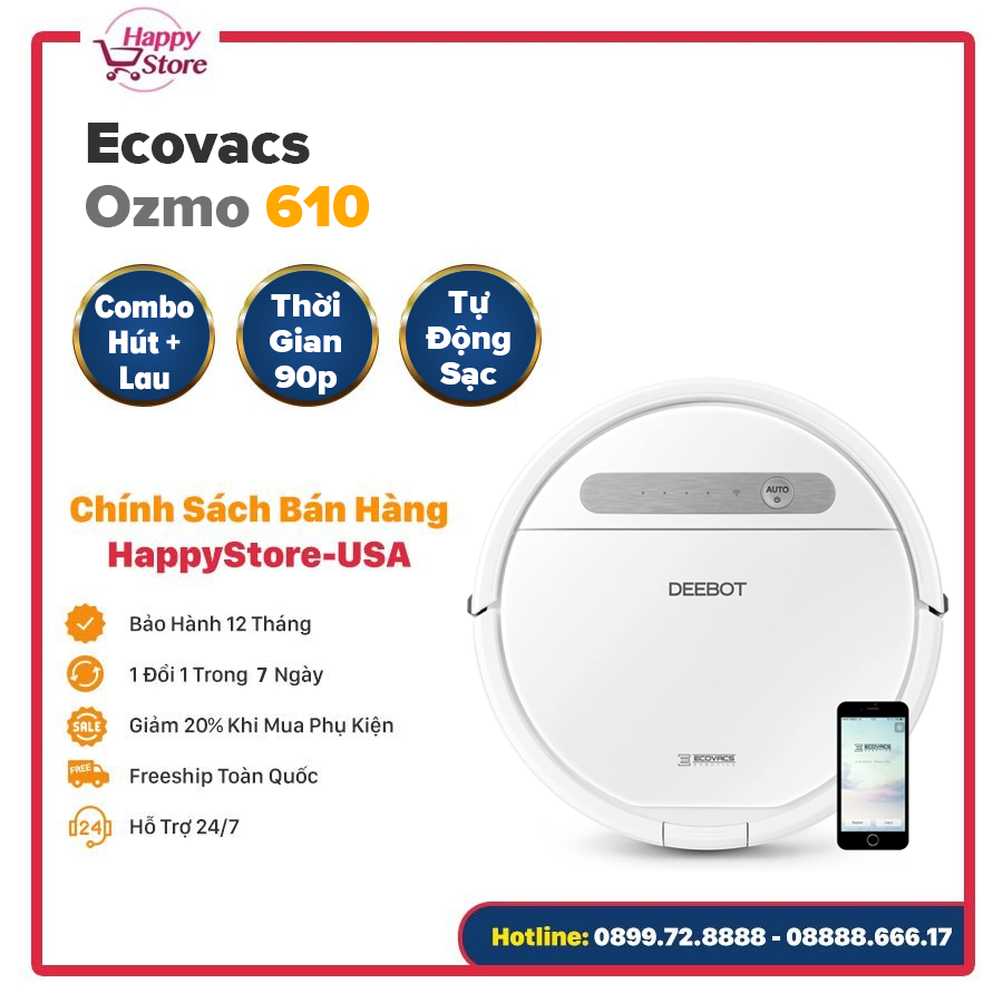 Robot Hút Bụi- Lau Nhà Ecovacs Ozmo 610- Bản Quốc Tế