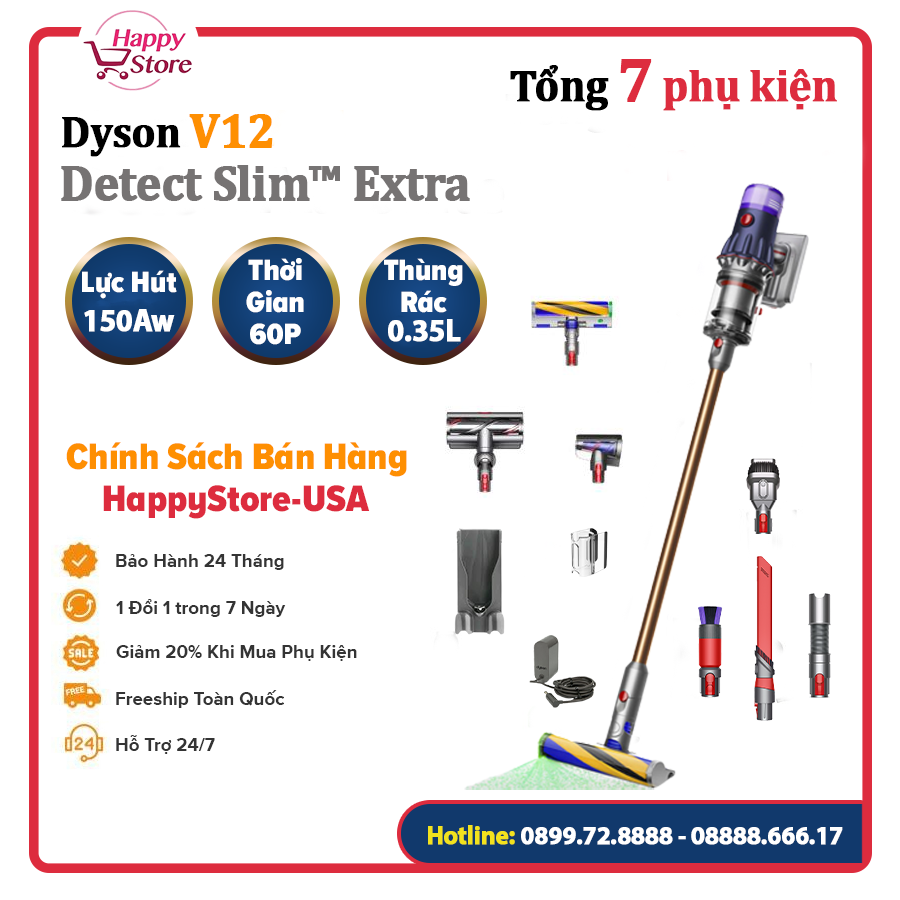 Máy hút bụi Dyson V12 Detect Slim™ Extra (Xanh/Đồng)
