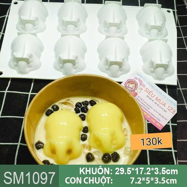 Khuôn rau câu trà sữa 8 con chuột hamster 7,2cm ( SM1097 )